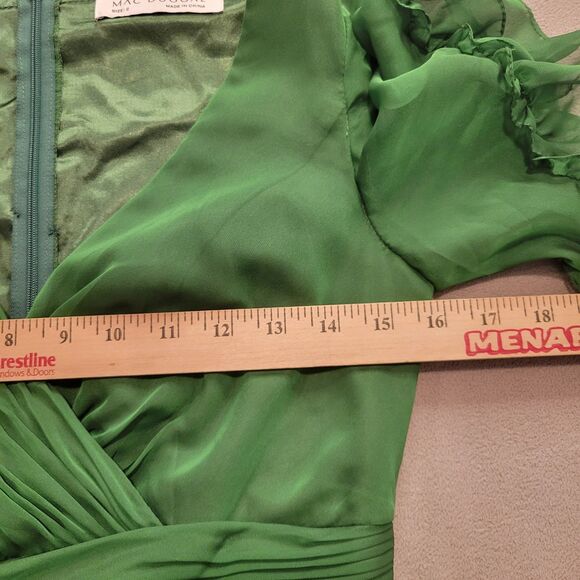 NEW $398 Mac Duggal Size 2 Butterfly Ruffle Trimmed A-Line Gown in Green - Picture 5 of 9